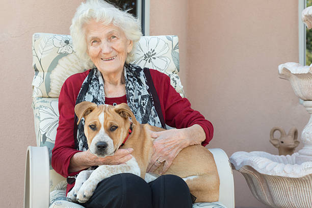 istock Senior Woman Loving Dog 624474236