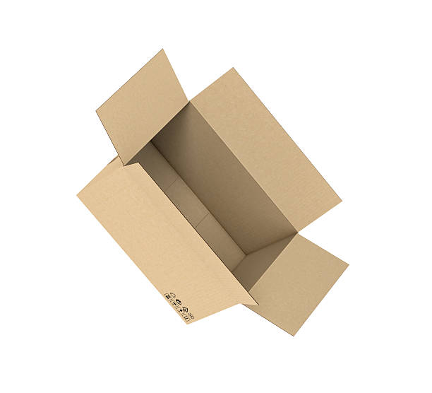 istock Rendering of open light beige cardboard mail box isolated on 624475382