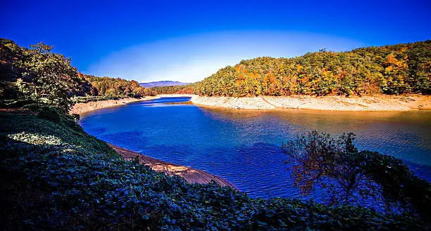 Fontana Lake in North Carolina with Low Water Levels in october 2016