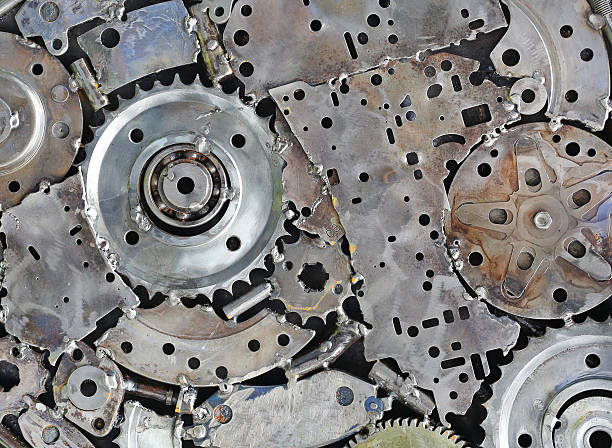 istock metal background from used spare parts, 624476852