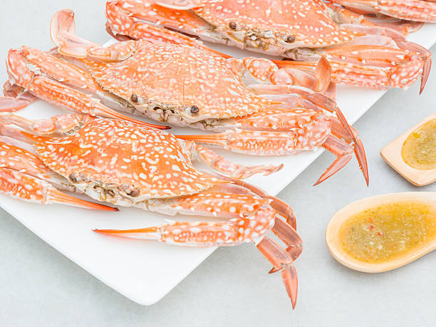 istock Steamed crab on background, blue swimming crab, seafood 624489544