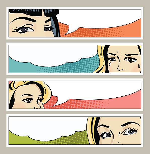 pop sztuka baner z kobieta oczy - pin up girl stock illustrations