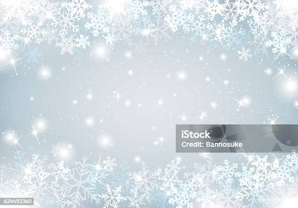 Winter Background With Snow And Snowflakes Stock Illustration - Download Image Now - Christmas, White Color, Backgrounds