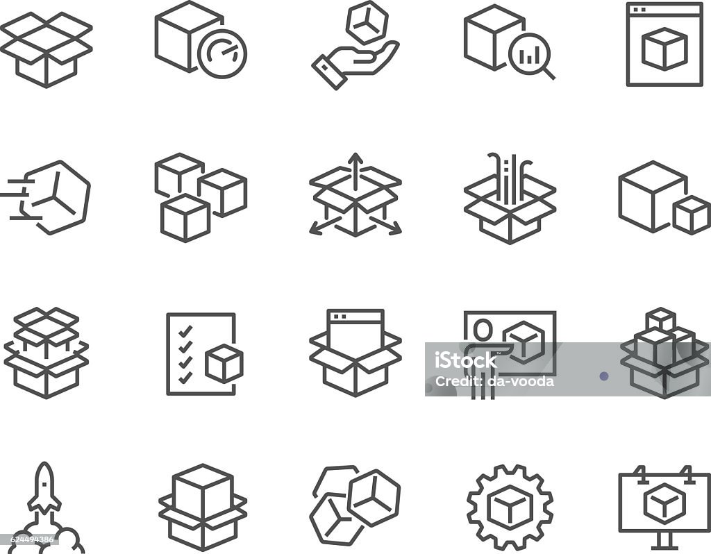 Line Abstract Product Icons Simple Set of Abstract Product Related Vector Line Icons. Contains such Icons as Unit, Module, Product Release, Presentation and more. Editable Stroke. 48x48 Pixel Perfect. Icon Symbol stock vector