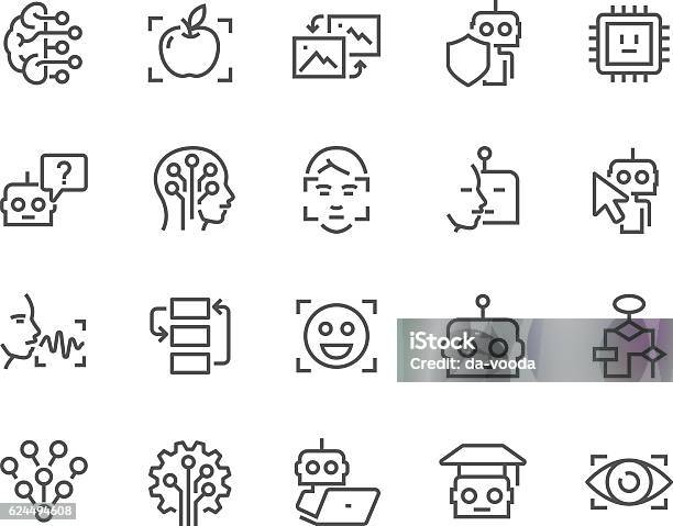 Line Artificial Intelligence Icons Stock Illustration - Download Image Now - Icon Symbol, Artificial Intelligence, Artificial