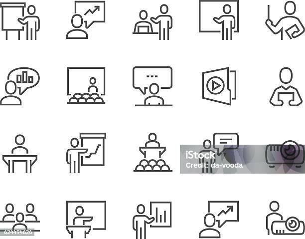 Line Business Presentation Icons Stock Illustration - Download Image Now - Icon Symbol, Presentation - Speech, Teacher