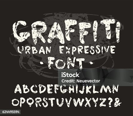 istock Vector handwritten brush font with shabby texture 624495594