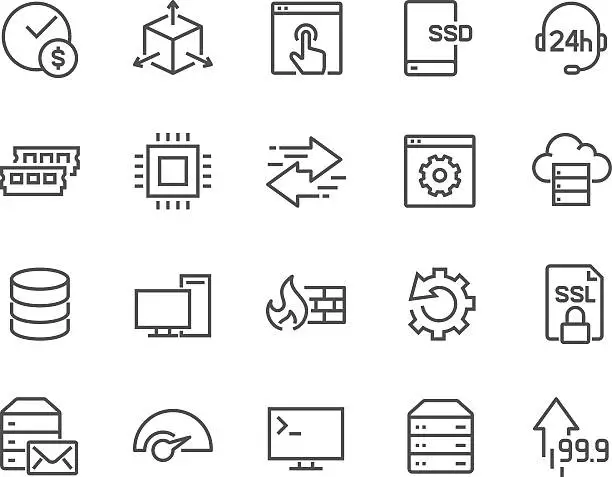 Vector illustration of Line Hosting Icons