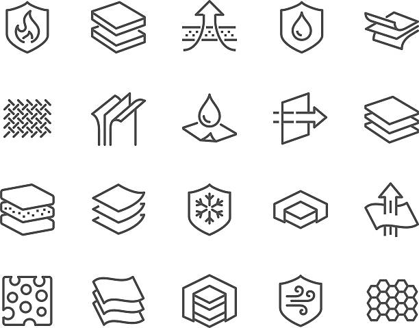 ilustrações de stock, clip art, desenhos animados e ícones de line layered material icons - group of objects set symbol computer icon