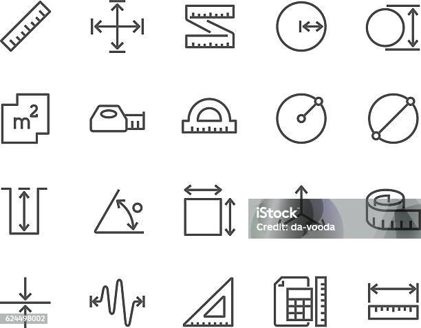 Linienmesssymbole Stock Vektor Art und mehr Bilder von Icon - Icon, Messen, Größenunterschied