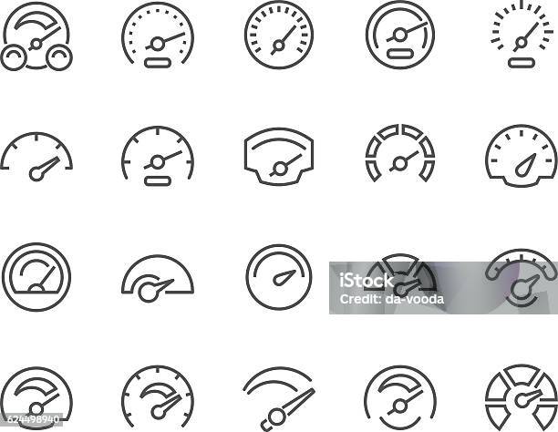Line Speedometer Icons Stock Illustration - Download Image Now - Icon Symbol, Speedometer, Speed