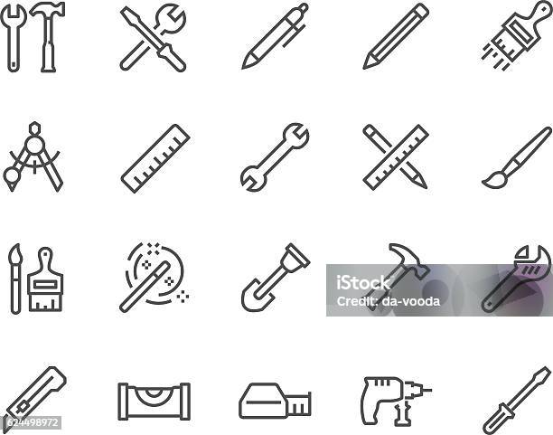 Line Tools Icons Stock Illustration - Download Image Now - Icon Symbol, Work Tool, Wrench