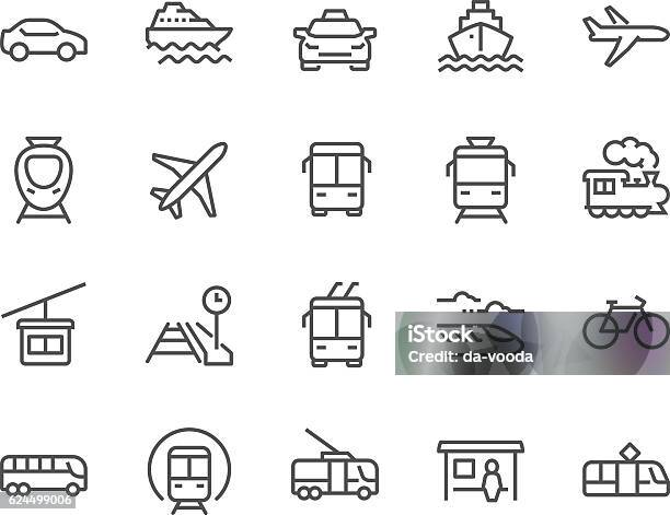 Line Public Transport Icons Stock Illustration - Download Image Now - Icon Symbol, Train - Vehicle, Car