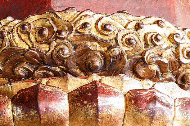 istock Exquisite stone carvings, lotus, moire, 624511002