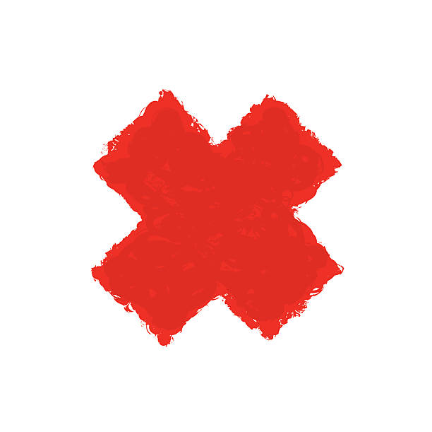 istock Red Letter X made with brush paint ink. Mark grunge 624511958