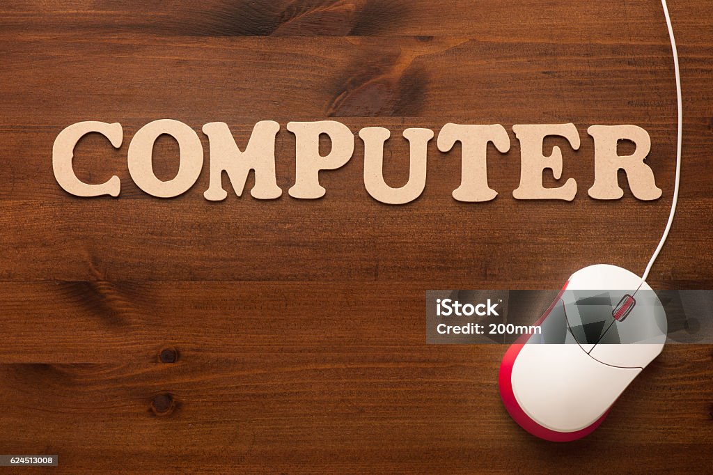 Computer Word For Computer Cpmputer Word And Computer Mouse Stock Photo - Download Image Now ...