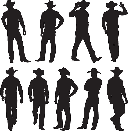Cowboy in various action
