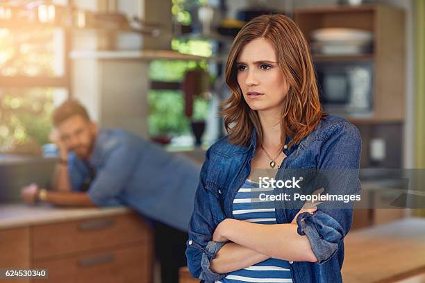 When Poor Communication Causes Conflict Stock Photo - Download Image Now - Women, Displeased, Wife