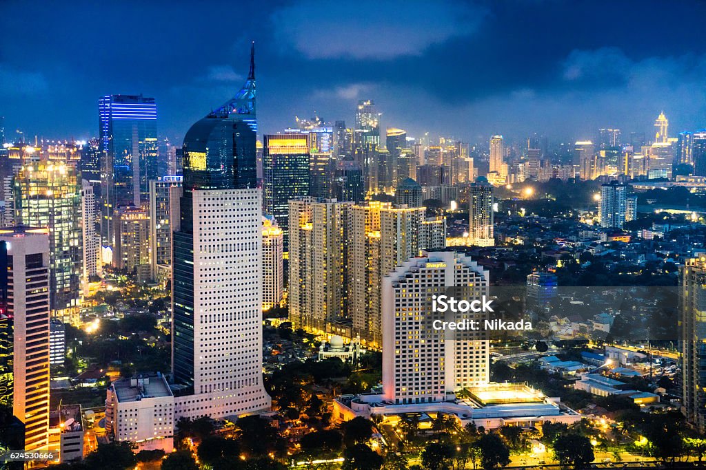 Jakarta skyline at dusk Jakarta Stock Photo