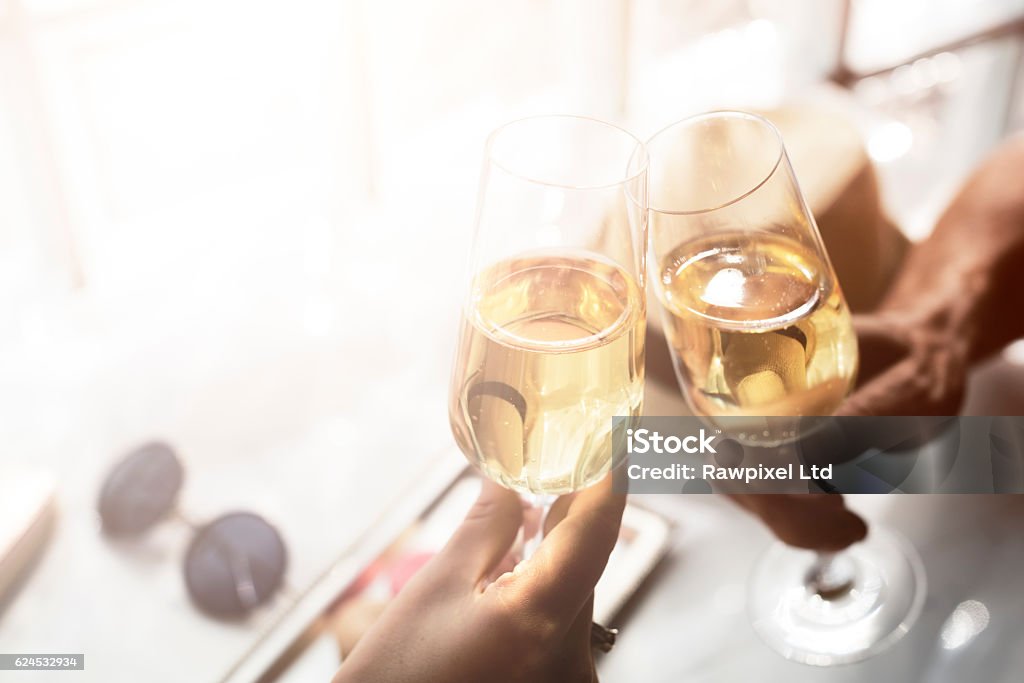 Toast Cheers Alcohol Beverage Celebration Party Concept Champagne Stock Photo