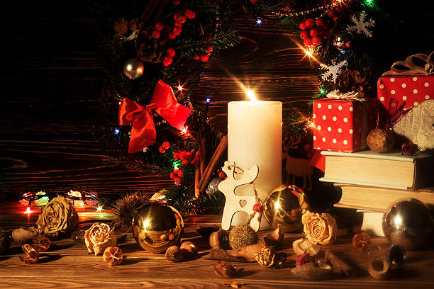 istock Christmas decoration with candle 624541120