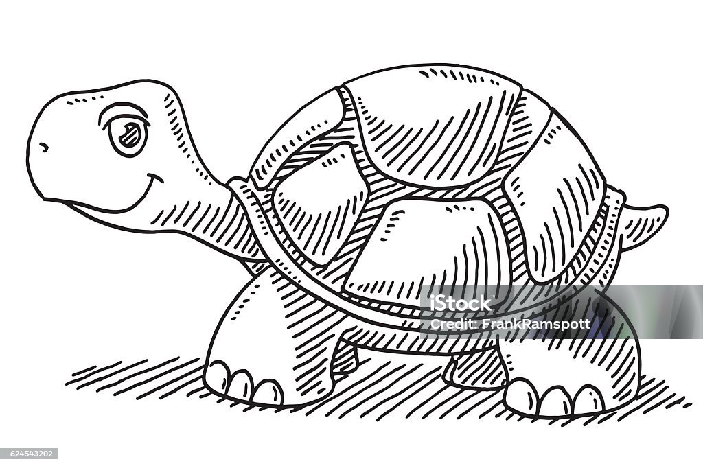 Cute Cartoon Turtle Drawing Stock Illustration - Download Image Now - Turtle,  Doodle, Sketch - iStock
