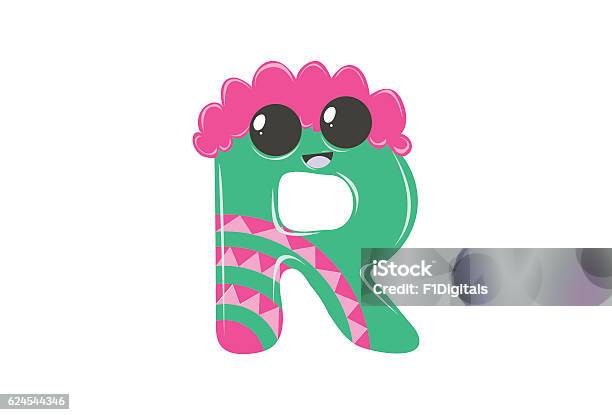 Cute Letters Printable R English Letter R Having Cute Expression For Teaching Kids Easily Stock ...