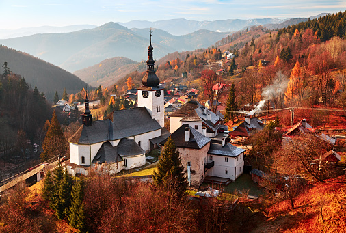 Autumn landscape of Spania Dolina (Špania Dolina) near Banska Bystrica, Slovakia