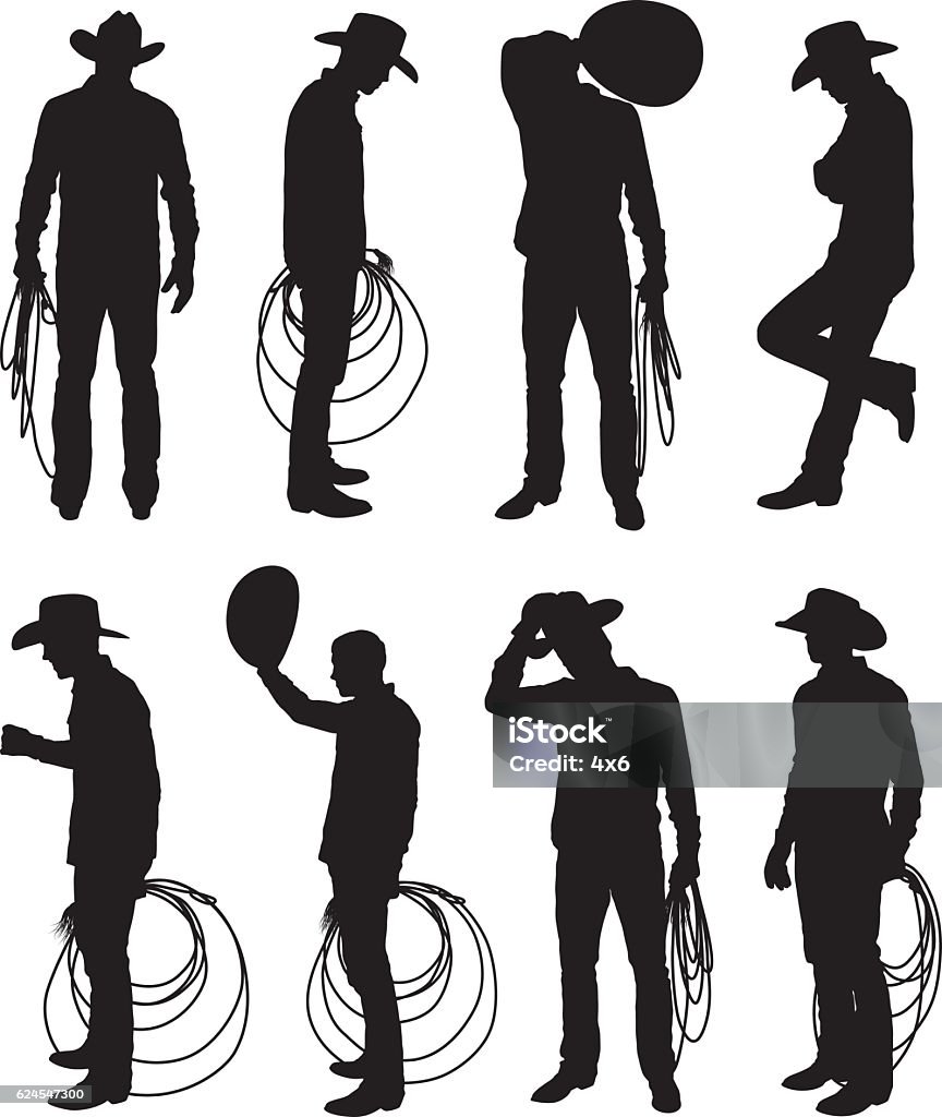 Cowboy in various action Cowboy stock vector