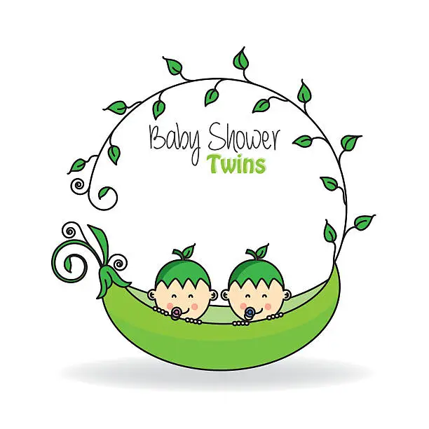 Vector illustration of Twins baby shower
