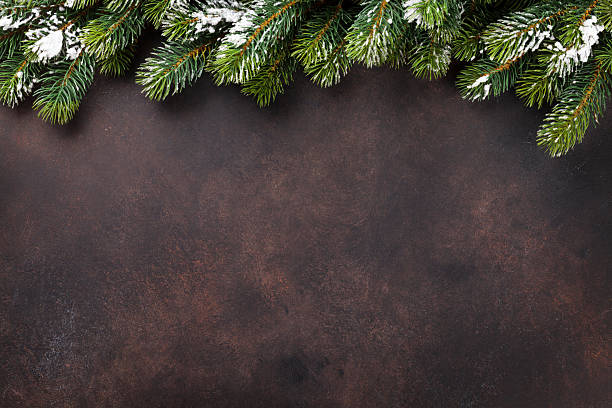 istock Christmas background with snow fir tree 624570738