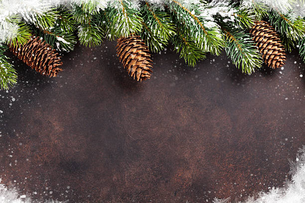 istock Christmas background with snow fir tree 624570912