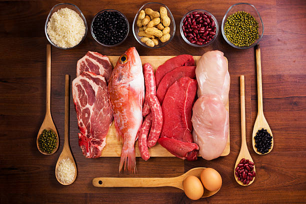 istock Different types of healthy uncooked proteins 624615334