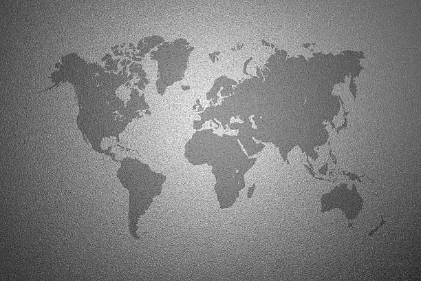 istock World map on frosted glass texture as background 624615698