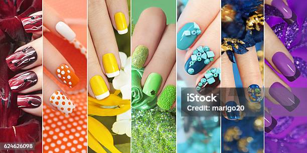 Collection Of Nail Design Stock Photo - Download Image Now - Nail Art, Fingernail, Manicure