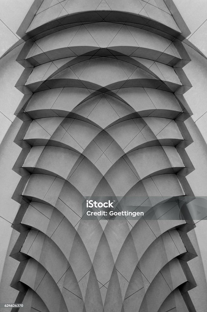 Digitally rendered image of decorative wall panel with stair-step structure Architectural design of decorative ceiling or wall panel with stair-step structure. Abstract black and white background on the subject of modern architecture and interior. Architecture Stock Photo