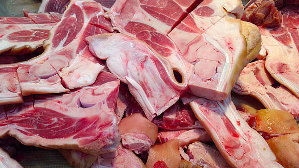 istock Meat raw Food  - pork leg split in market 624627000