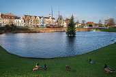 istock Cuxhaven old harbor town lake with xmas tree 624627672