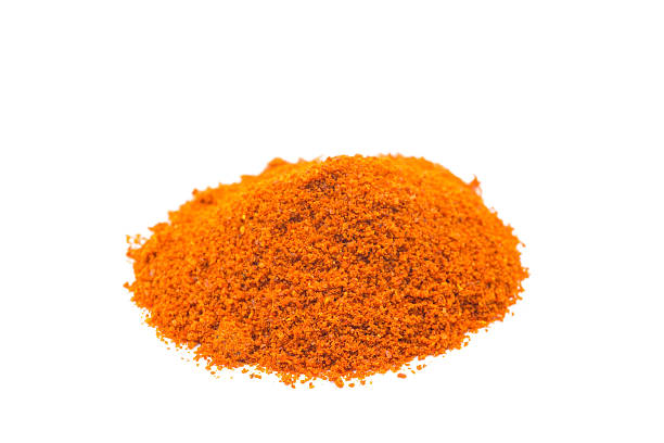 istock Heap of spice cayenne pepper powder on white background 624629418