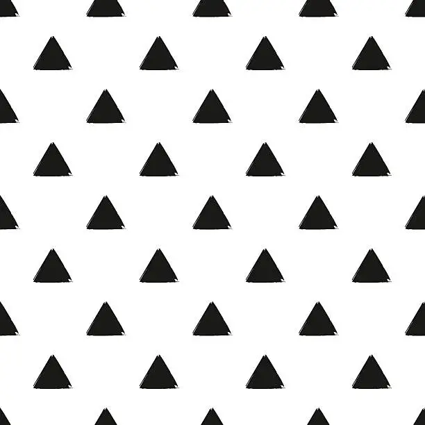 Vector illustration of Geometric seamless pattern of grunge black triangle
