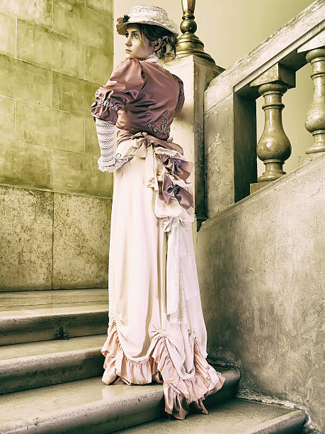 Lady on the stairs 19. century lady posing on stairs real wife stories stock pictures, royalty-free photos & images