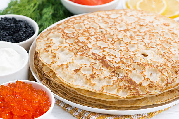 istock traditional Russian crepes, closeup 624652636