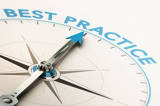 Methodology Best Practice Knowledge Management 3D illustration of a compass with needle pointing the text best practice best practices stock pictures, royalty-free photos & images