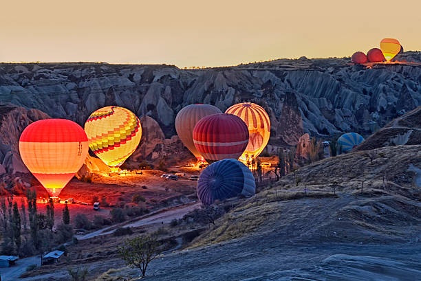 istock Colorful hot air balloons before launch   at Cappadocia 624655838