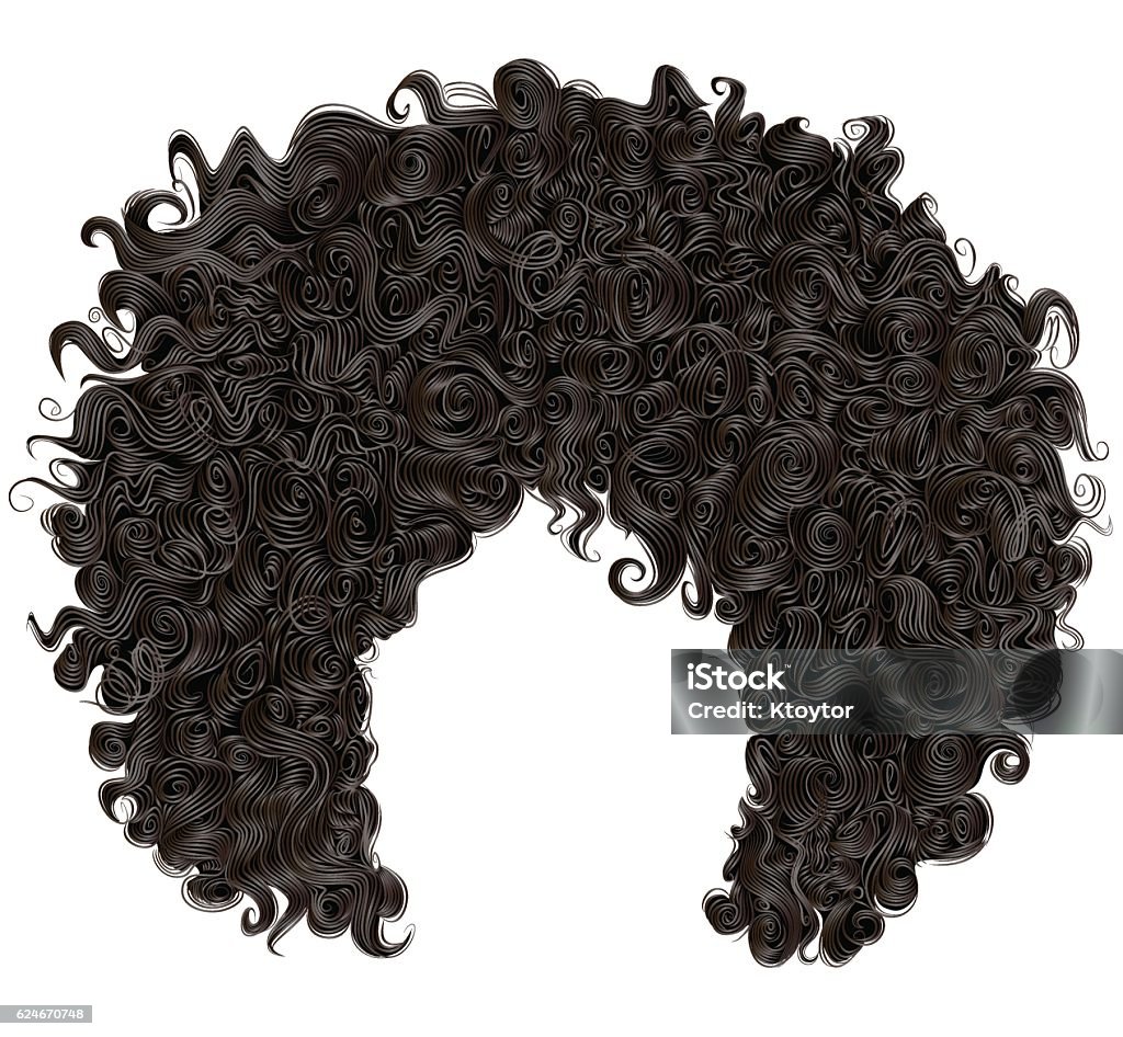 trendige lockige afrikanische schwarze Haare. realistisch 3D . Mode-Schönheits-Stil. - Lizenzfrei Afro-Frisur Vektorgrafik