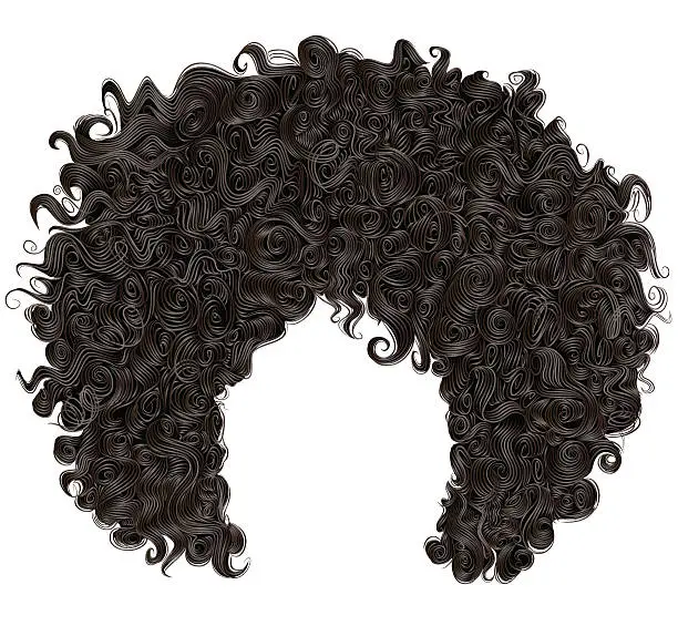 Vector illustration of trendy curly  african black  hair  . realistic  3d . fashion beauty style .