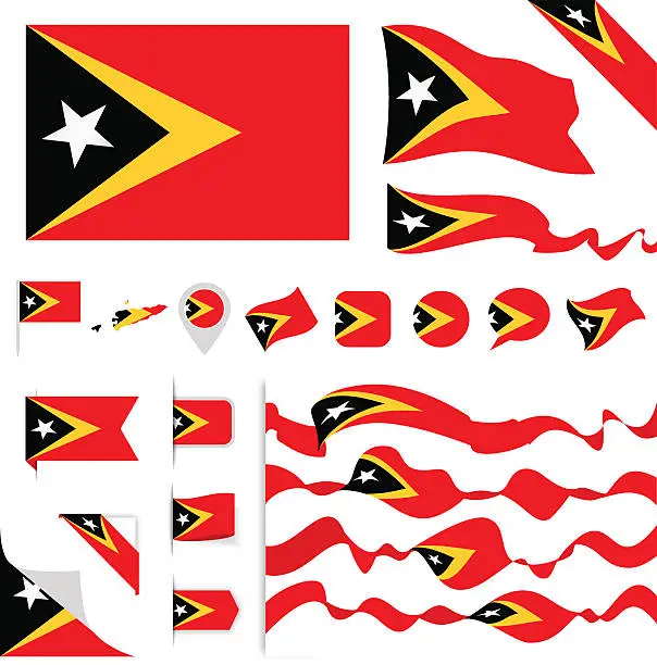 Vector illustration of East Timor Flag Set