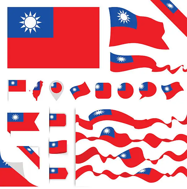 Vector illustration of Taiwan Flag Set