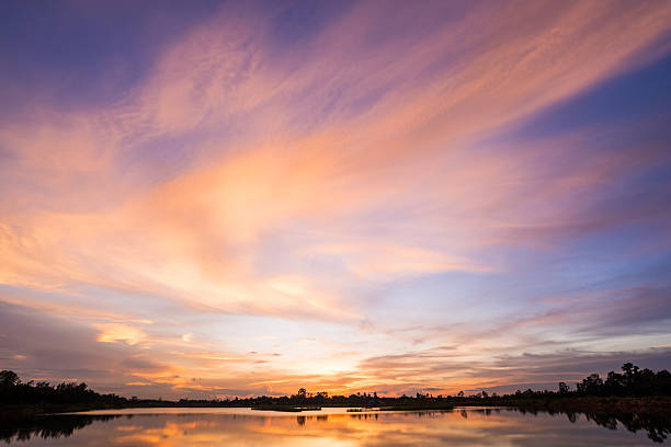 istock sunset on the lake landscape 624673338