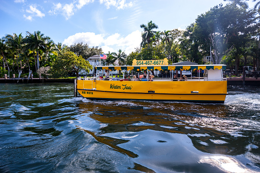 Fort Lauderdale, USA - January 14, 2013: Water Taxi in Fort Lauderdale, USA
